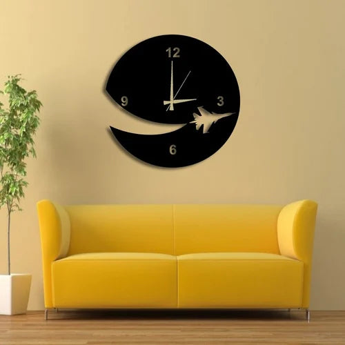 Airplane Wooden MDF Wall Clock